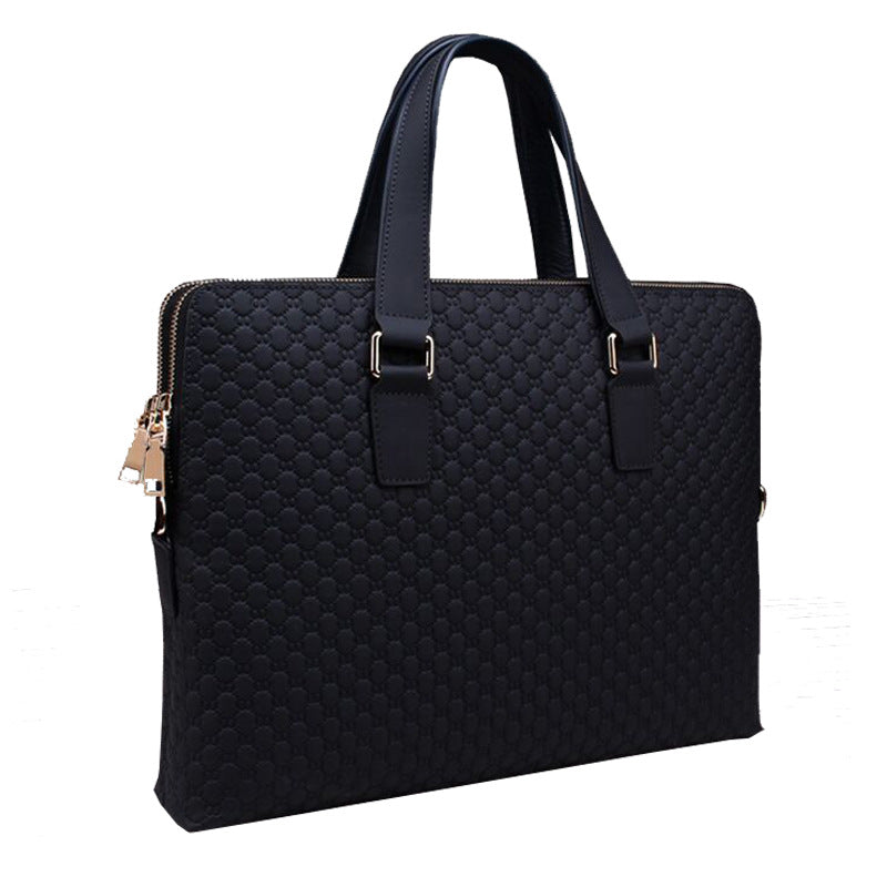 Genuine Leather Men's Business Handbag 14 Inch Computer Bag
