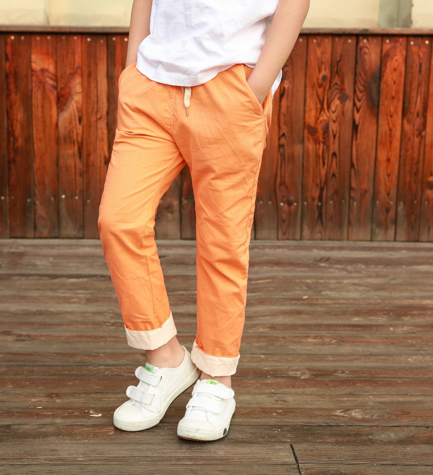 Boys And Girls Cotton Cropped Trousers