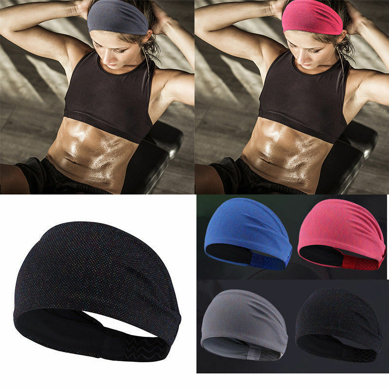 Men Women Sweat Sweatband Headband Yoga Gym Running Stretch Sports Head Band Random Color